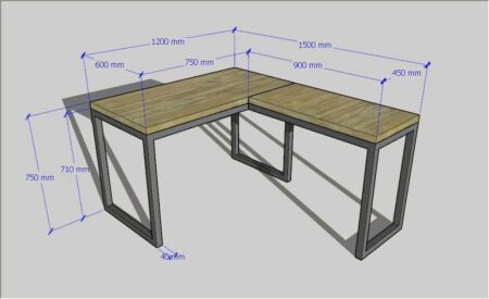 Стол письменный угловой, массив дуба LOFT TABLE L-16 | Easyloft