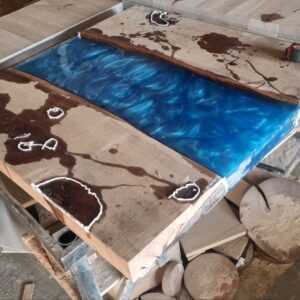 Круглый стол река с эпоксидной смолой River-01 | Easyloft