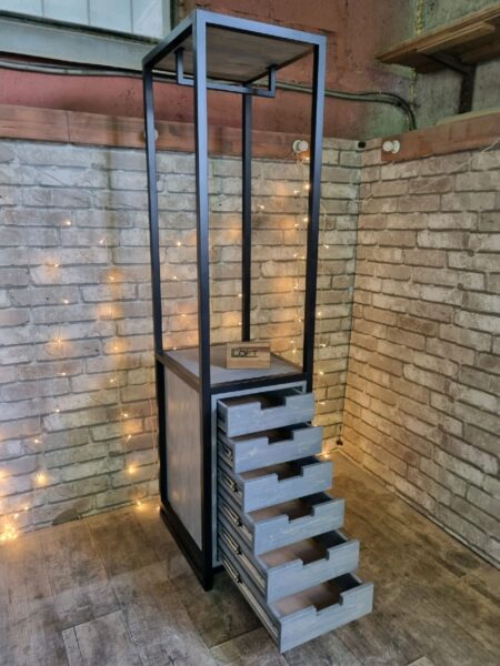 Серый стеллаж лофт из сосны Tower ST-17 | Easyloft
